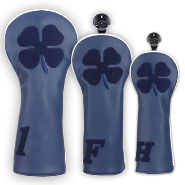 Dark Blue Four Leaf Clover Driver Wood Golf Head Cover Set
